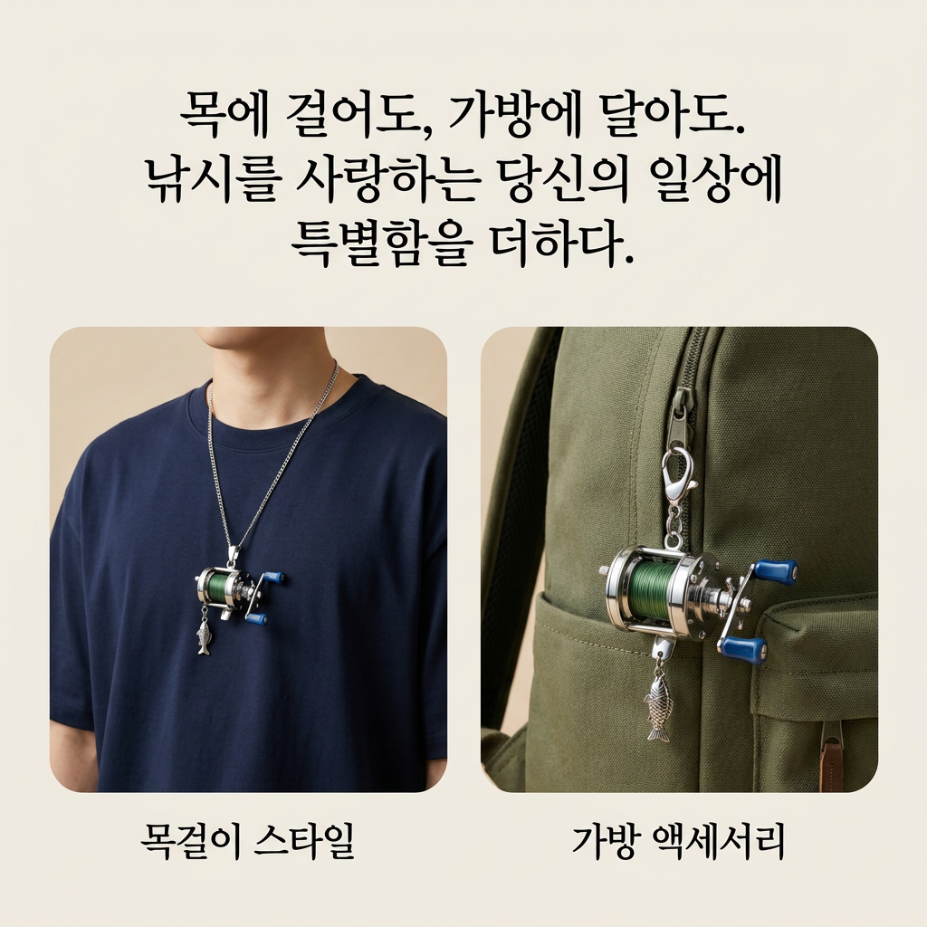 LACIAGA 움직이는 미니 낚시 릴 목걸이